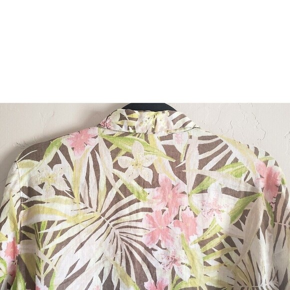J. Jill Love Linen Floral Top MP Womens Lagenlook Tunic Button Up Simple Casual - Picture 7 of 12